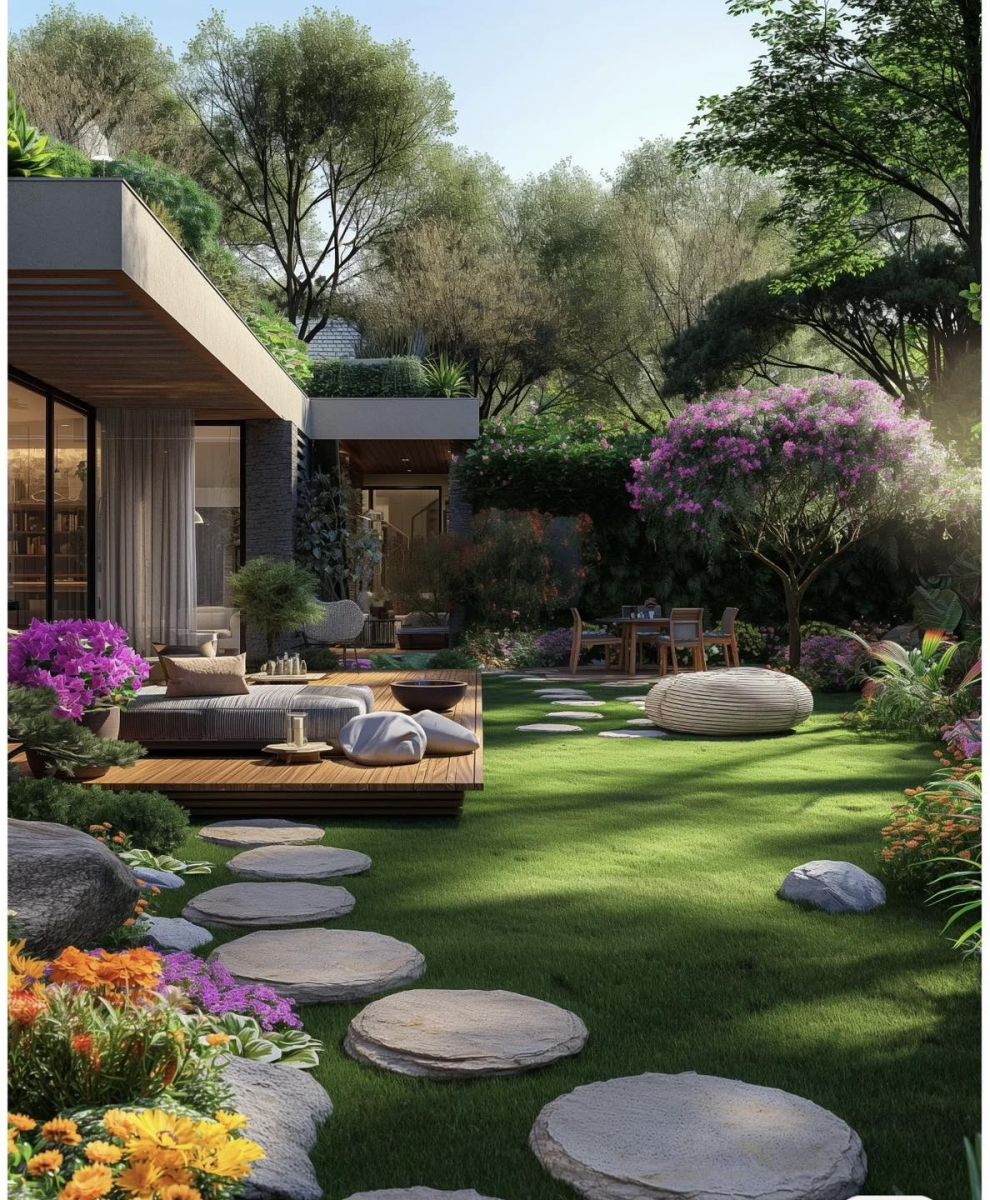 ý tưởng thiết kế sân vườn sau nhà - zion's